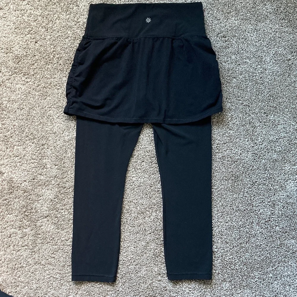 Athleta Elation 2-in-1 Capri Skirted Powervita High Waist Legging sz S TALL ST - Picture 5 of 10
